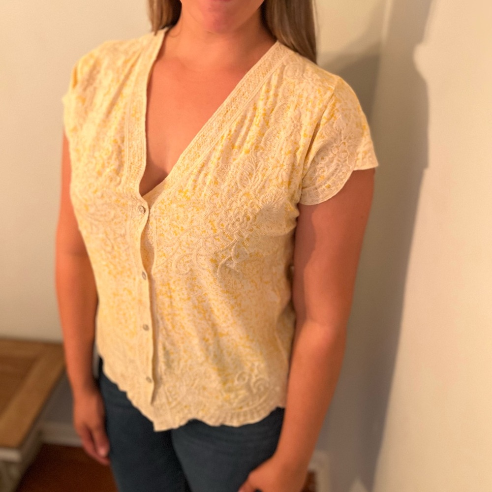 Yellow Embroidered Top